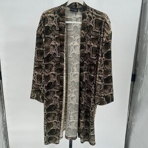Attitudes‎ by Renee Snake Print Duster Cardigan Long Sleeve Open Front Size L
